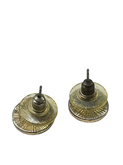 Small Silvertone Post Pierced Earrings .5 Inch Starfish Black Enamel