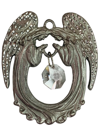 Spoontiques Pewter Twin Angels Ornament Crystal 2.5" #2372 Suncatcher