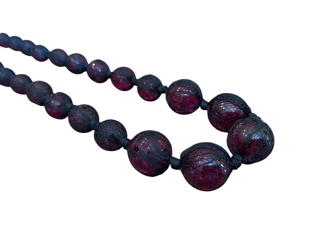 Express Black Netted Graduated Purple Sphere 28 Inch Necklace