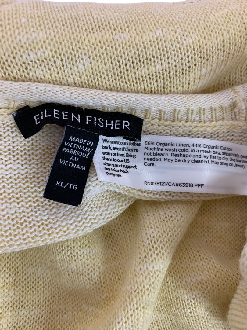XL Eileen Fisher Womens Light Yellow Sweater Tunic Organic Linen Blend