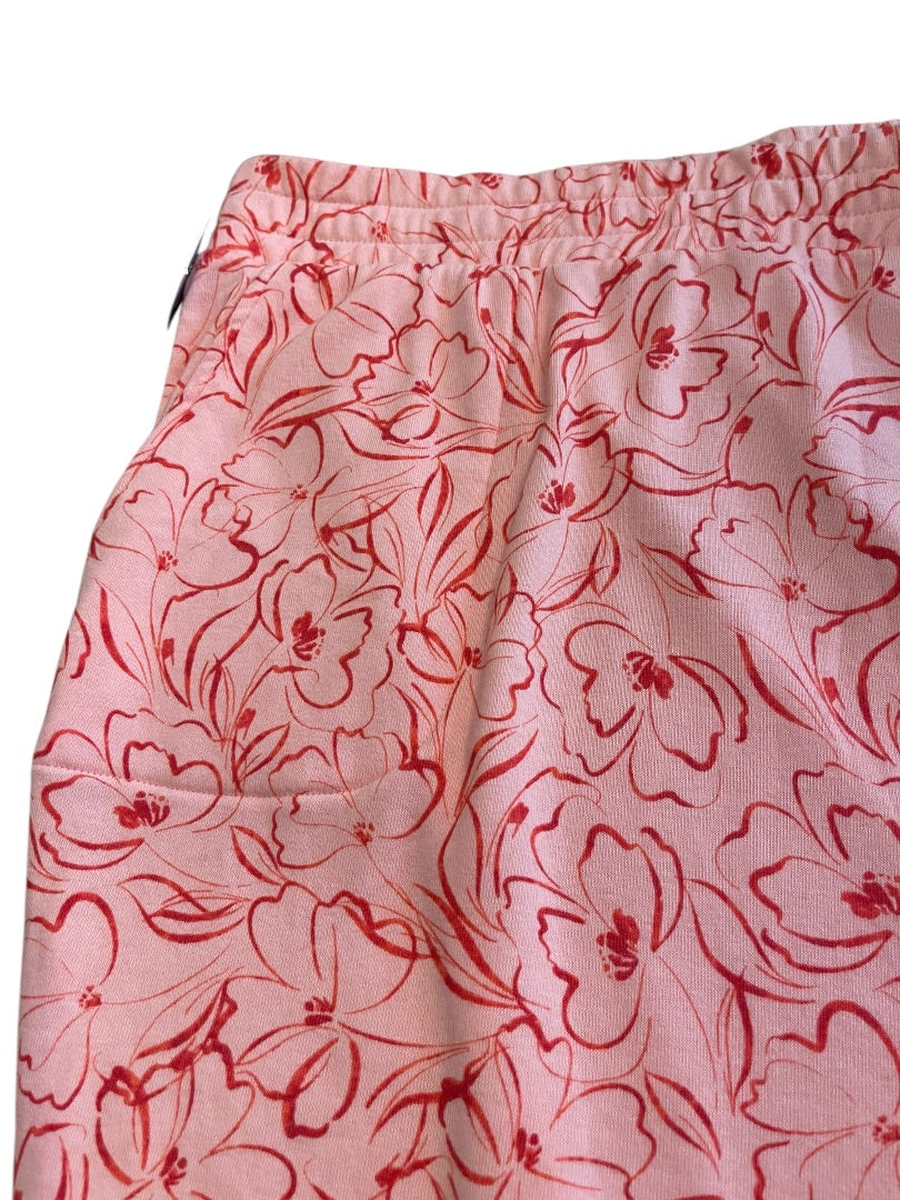 5X Any Body Elastic Waist Floral Knit Pants Pockets Pink Womens New