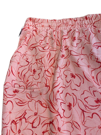 5X Any Body Elastic Waist Floral Knit Pants Pockets Pink Womens New