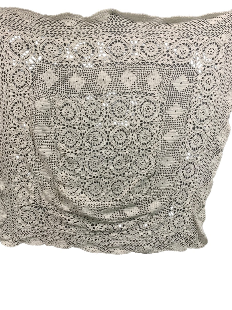 White Crochet Handmade Tablecloth Table Linen 35 Inches Square