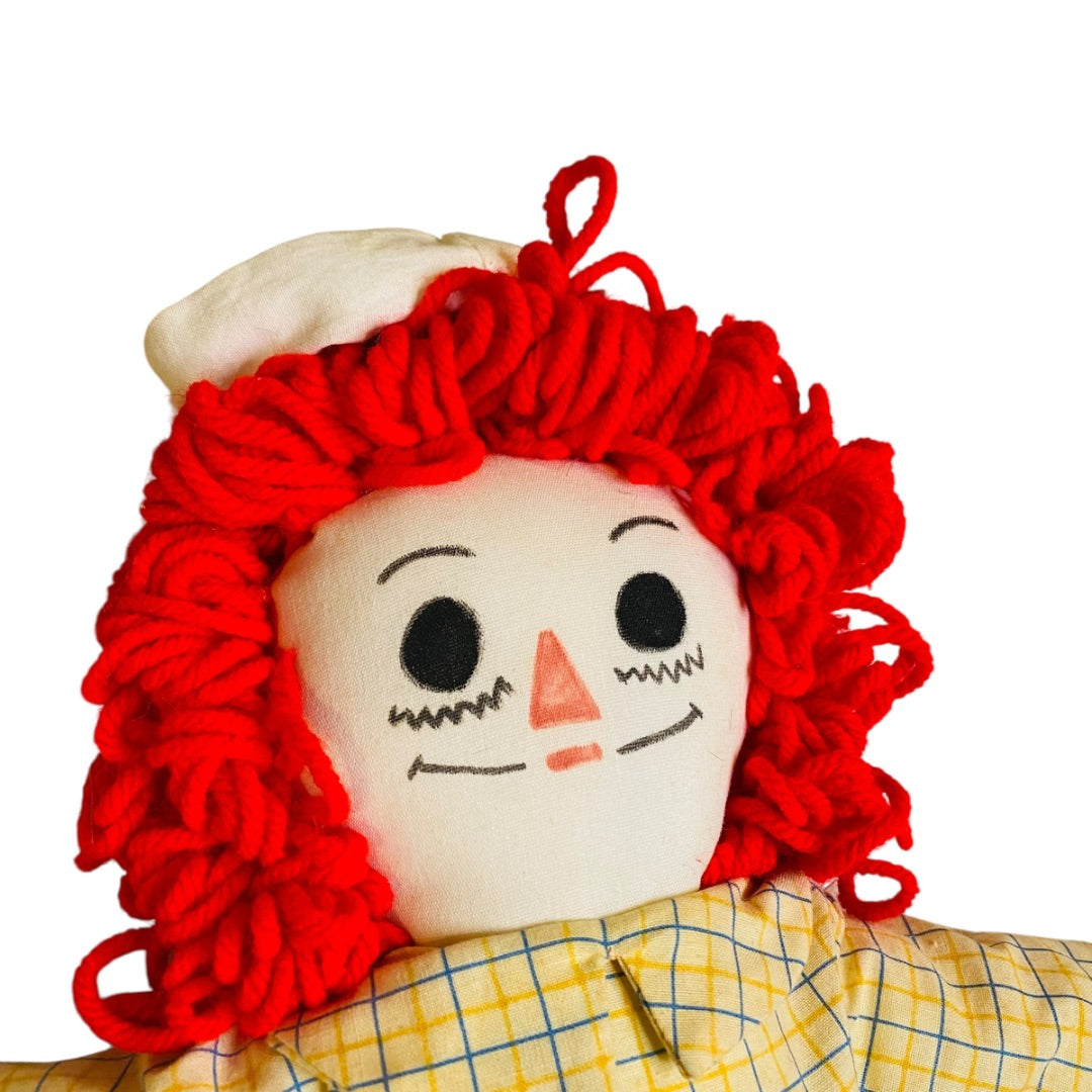 Vintage Raggedy Andy Rag Doll Handmade 16 Inch Jean Romper