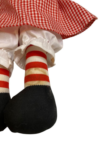 Vintage Raggedy Ann Rag Doll 12 Inch Handmade Red Gingham
