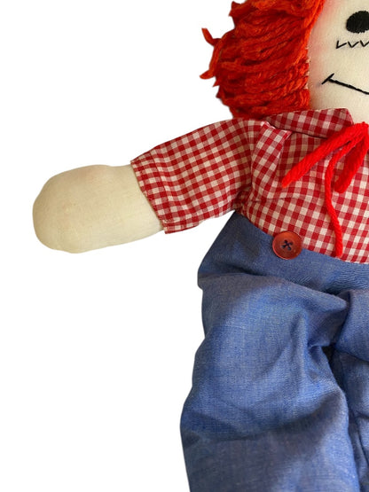 Vintage Handmade Raggedy Andy Rag Doll 19" Embroidered Face