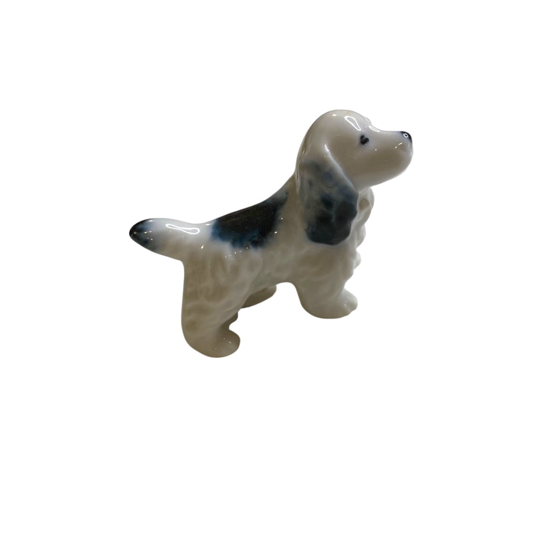 Vintage Japan 3.5" Dog Figurine English Spaniel Black White