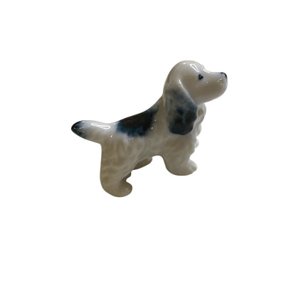 Vintage Japan 3.5" Dog Figurine English Spaniel Black White
