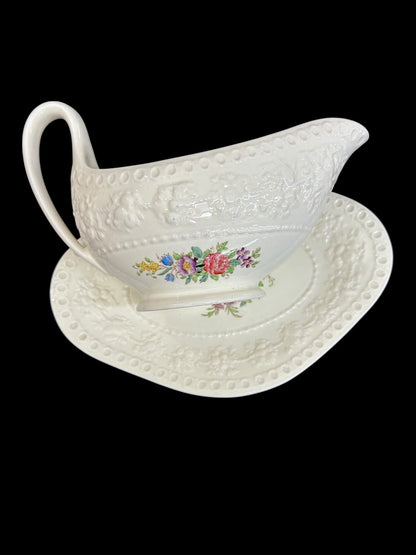 1940s Wellesley Wedgwood Ullswater China Gravy Boat and Underplate