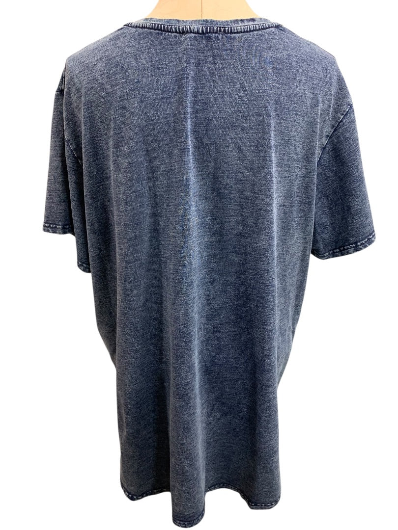 2X Jane & Delancey Womens Denim Look Tshirt Short Sleeve Blue