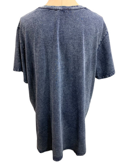 2X Jane & Delancey Womens Denim Look Tshirt Short Sleeve Blue