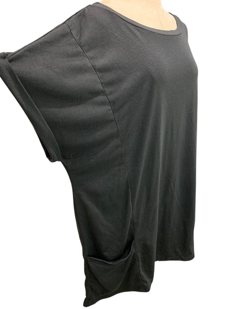 XXL Aimage Womens Black Tunic Tshirt Pockets Cuffed Sleeve