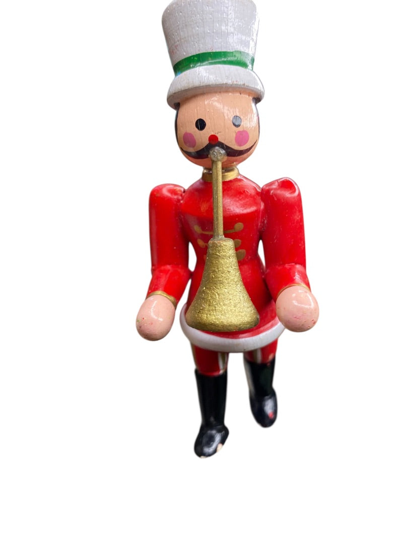 Vintage Wooden Christmas Holiday Ornaments Scary Snowman Soldier 4"