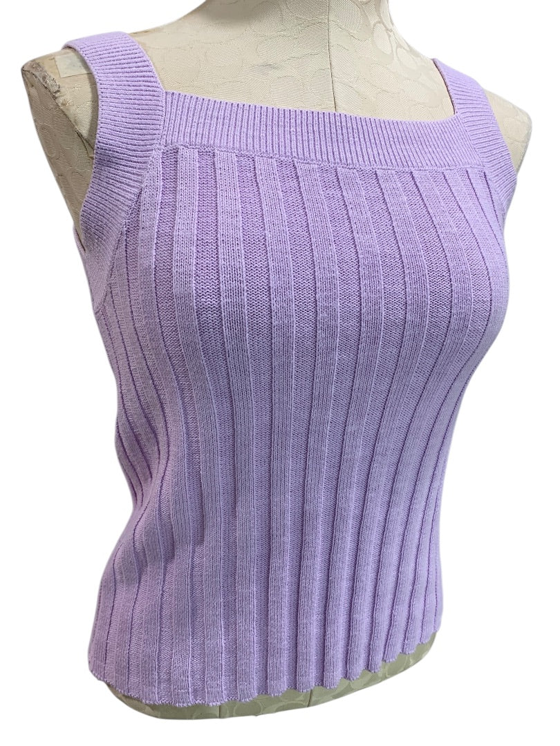 XS Loft Womens Lavender Sweater Ribbed Sleeveless
