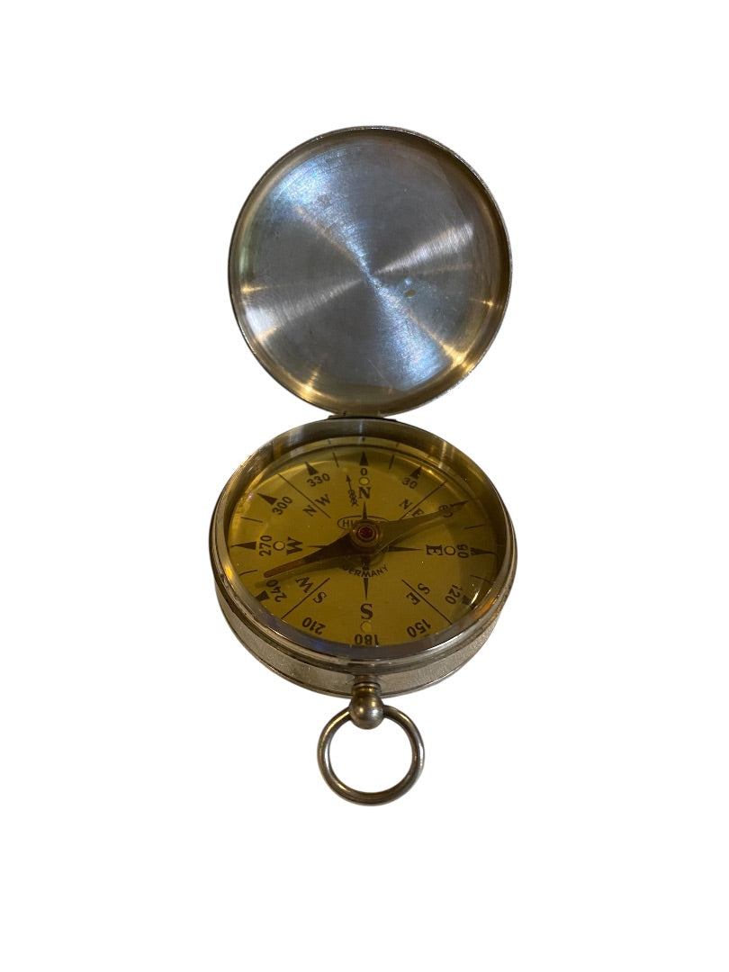 Vintage Hunter Liquid Filled Compass Made in Germany Pocket Silvertone