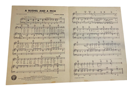 A Bushel and a Peck Guys and Dolls 1950 Sheet Music F Loesser