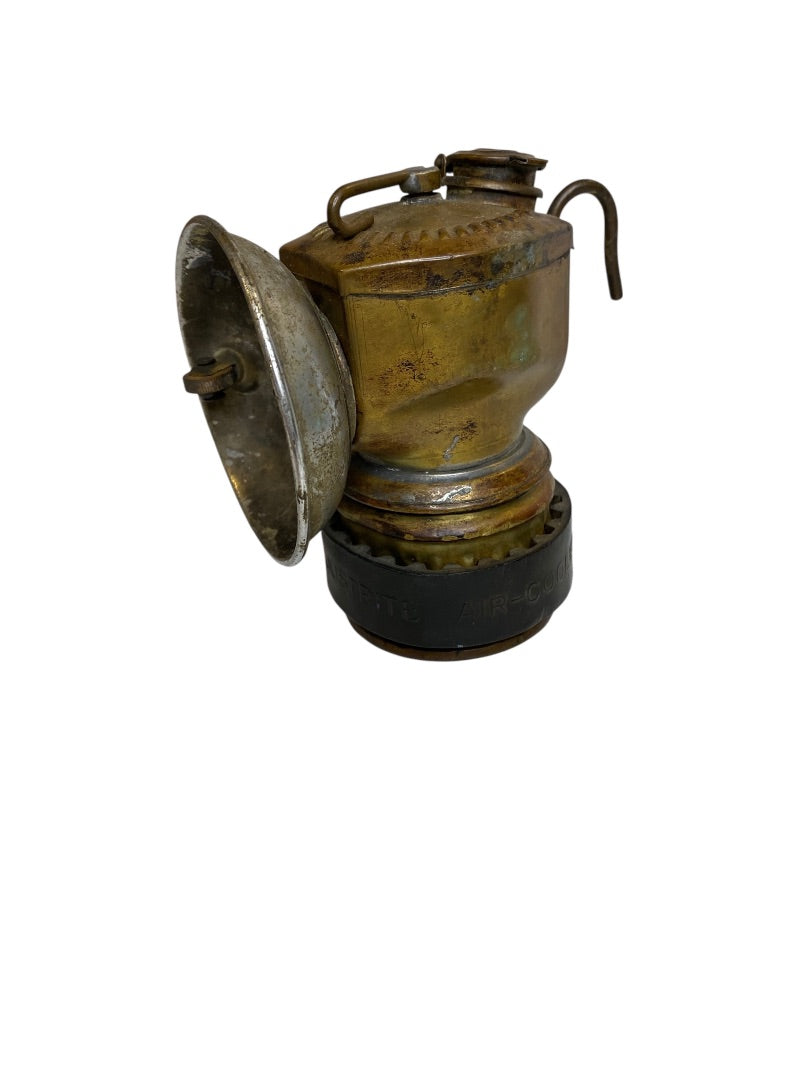 Vintage JustRite Carbide Miners Lamp Steampunk Brass with Grip Band