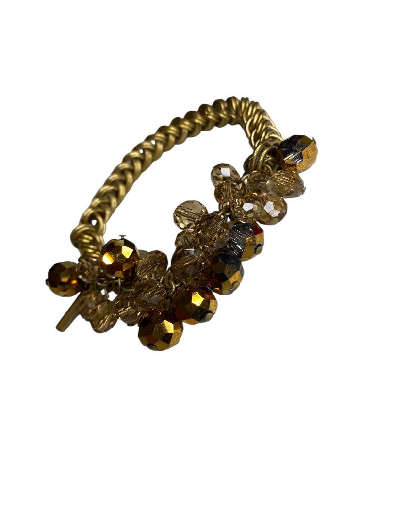 Kenneth Cole Stretch Bracelet Goldtone Iridescent Beads Chunky