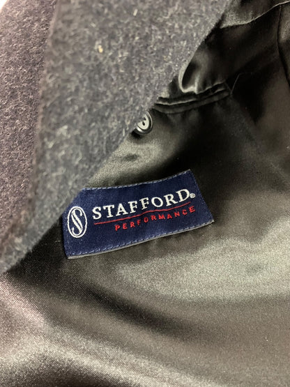 Size 42S Stafford Performance Mens Wool Blend Charcoal Overcoat Short