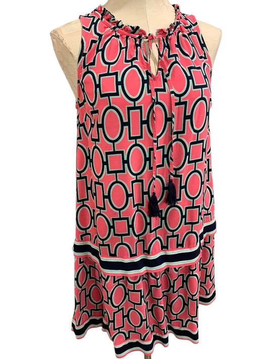 Medium Crown & Ivy Sheath Dress Sleeveless Pink Navy Blue Tassel