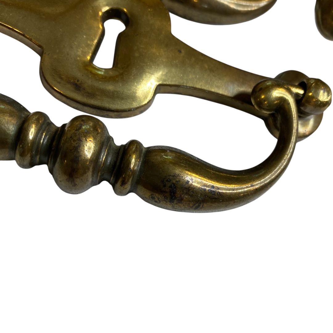1970s Set of 4  Drawer Pulls 4.25" with 5" Plate Keeler Brass
