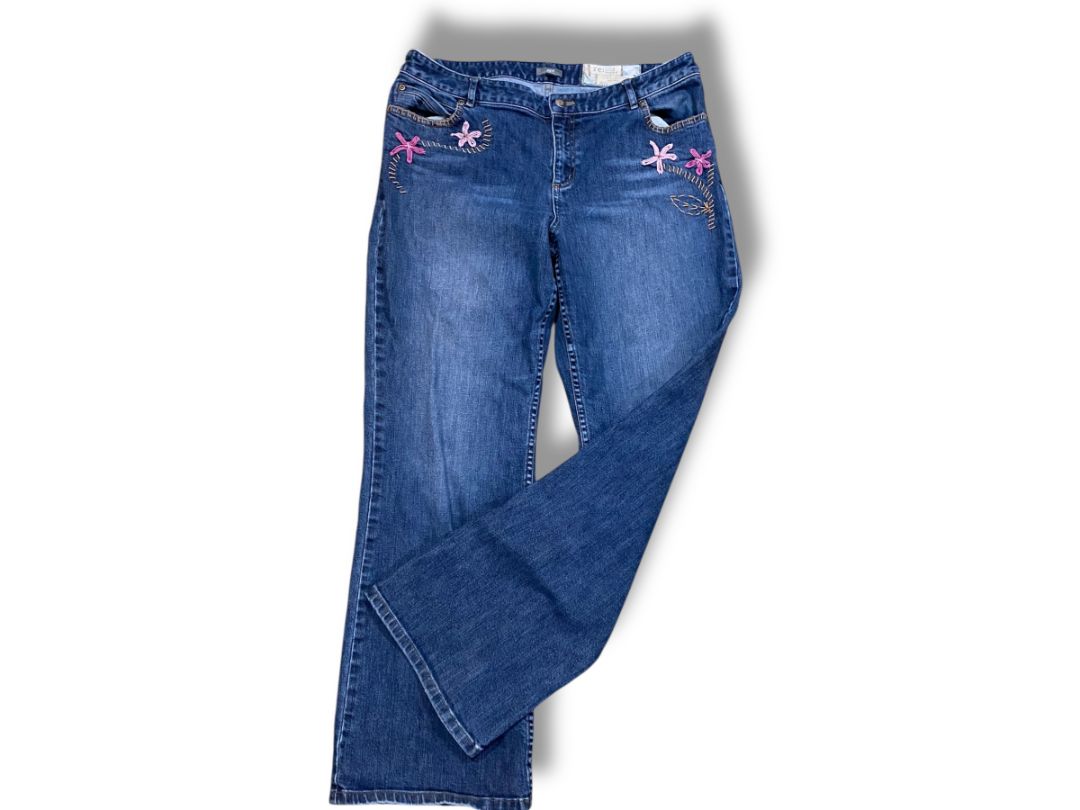 Size 14 J.Jill Womens Stretch Jeans Recrafted Embroidered No 9 Embroidered