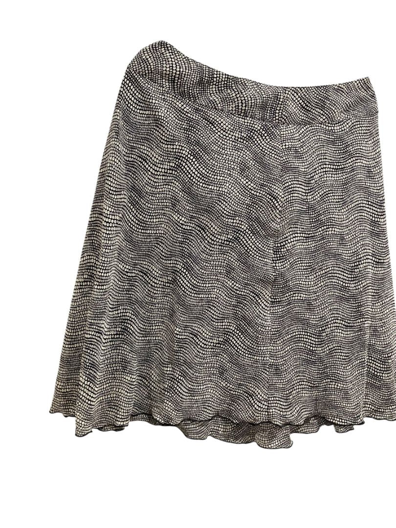 Size 14 Preswick & Moore A-Line Skirt Back Zip Lined Black White