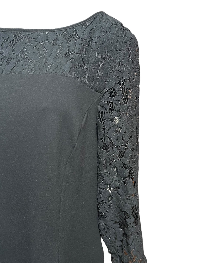 Size 16 Talbots Lace 3/4 Sleeve Back Zipper Dress Black