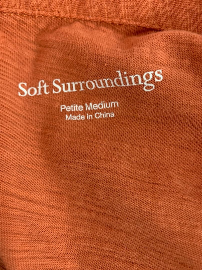 Medium Petite Soft Surroundings Jeweled Button Up Knit Shirt Top Womens