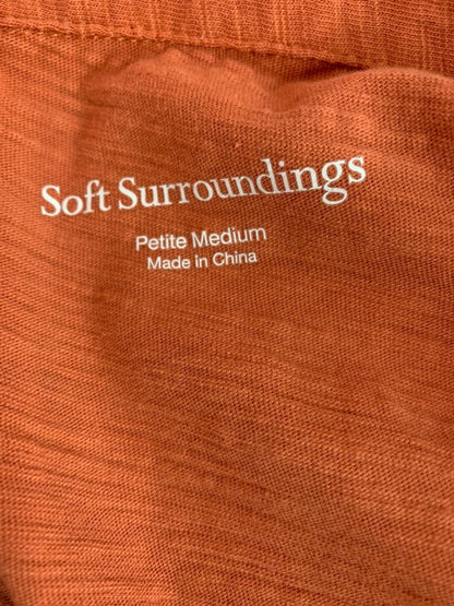 Medium Petite Soft Surroundings Jeweled Button Up Knit Shirt Top Womens