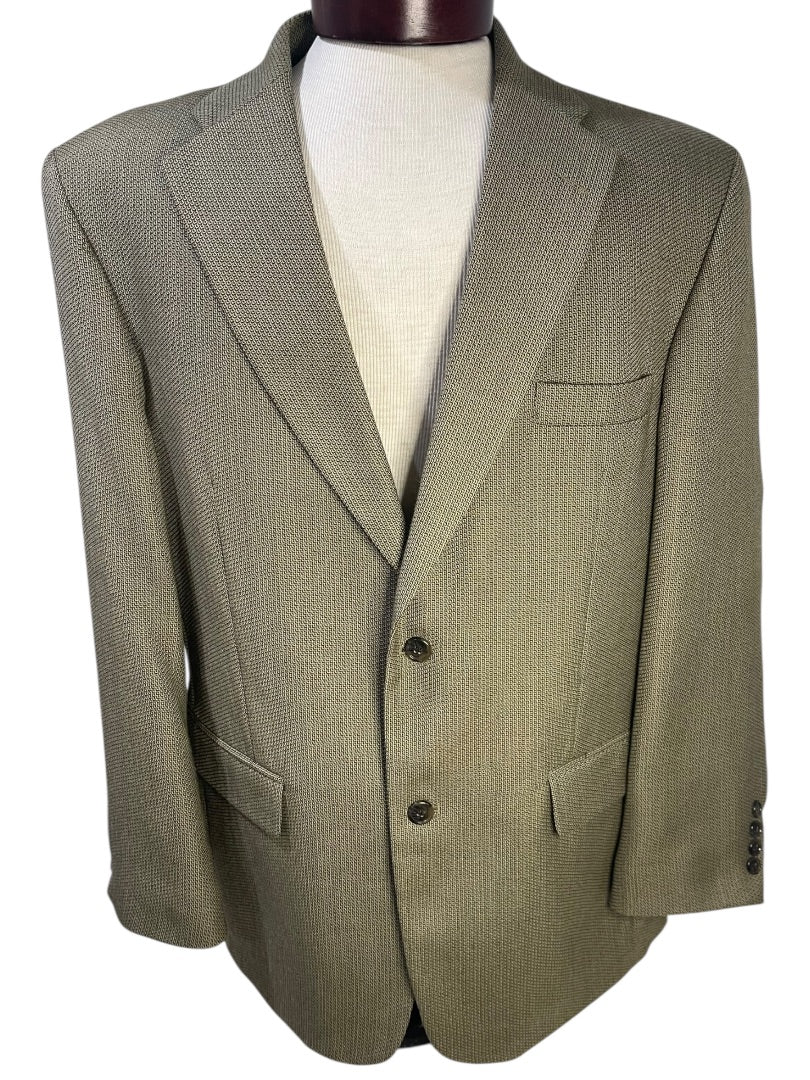 Size 46R Haggar Collections 2 Button Mens Sport Coat Olive Wool Blend