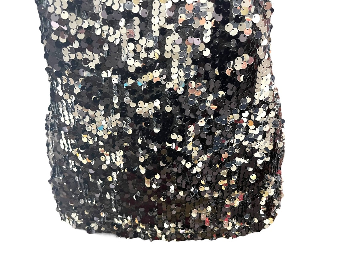 Medium Ambiance Womens Sequin Adjustable Strap Cami Black Silver