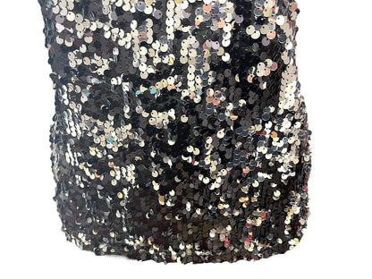 Medium Ambiance Womens Sequin Adjustable Strap Cami Black Silver