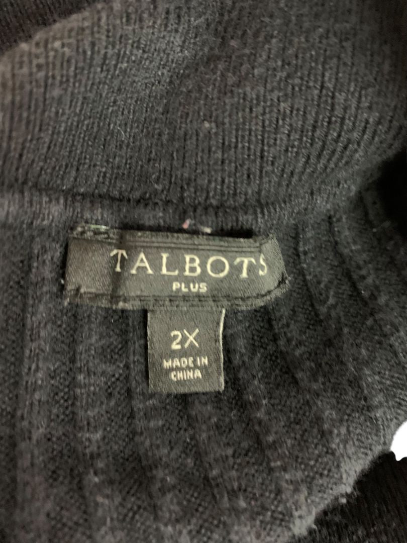 Size 2X Talbots Plus Womens Ribbed Black Turtleneck Sweater