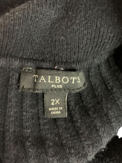 Size 2X Talbots Plus Womens Ribbed Black Turtleneck Sweater