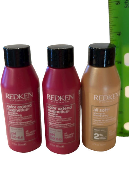 Lot of 3 Redken Travel Size Shampoos Color Extend All Soft 1.7 oz Each New