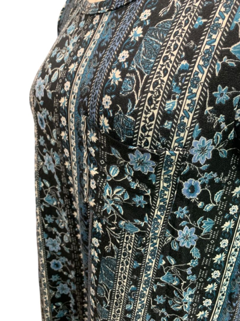 Size XS LulaRoe Blue Stripe Floral Carly Dress Hi Lo Hem Tshirt