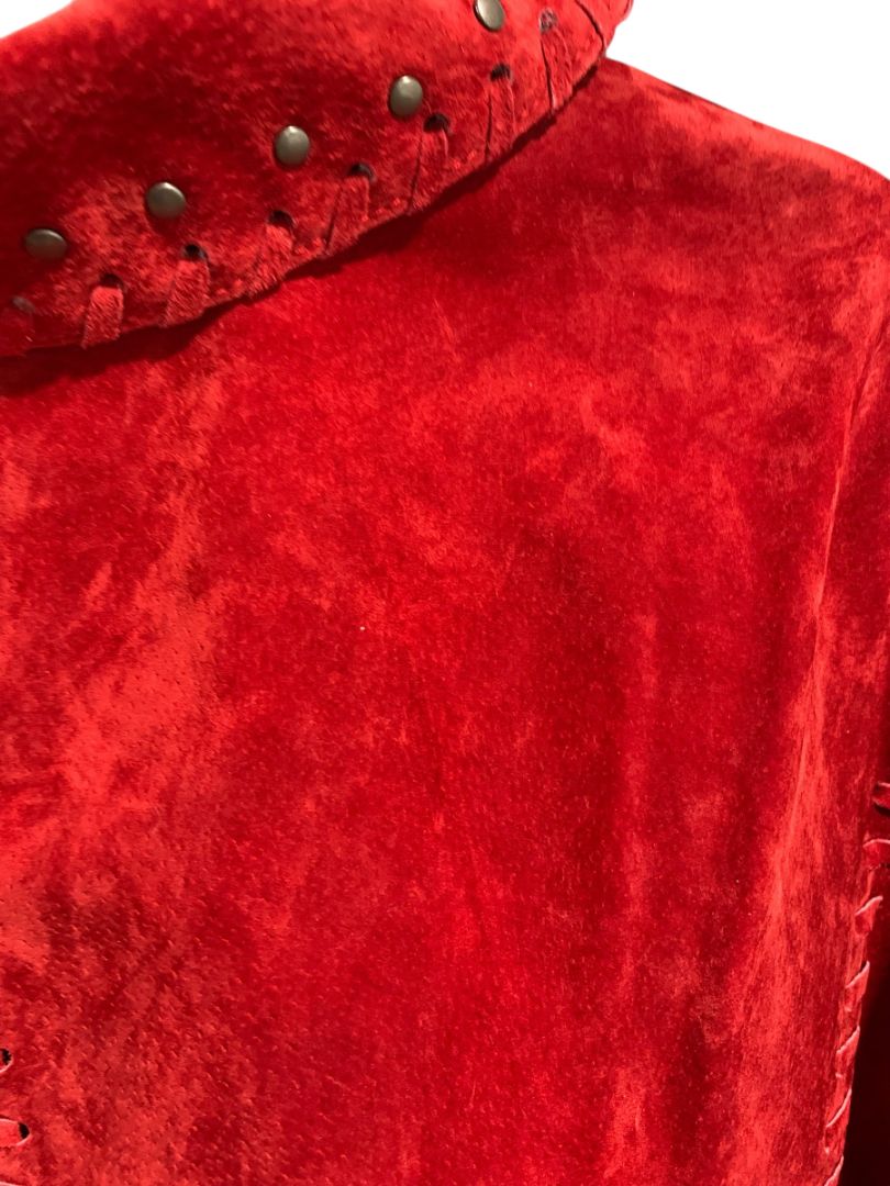 Size 3X Midnight Velvet Womens Red Suede Western Jacket Fringe New