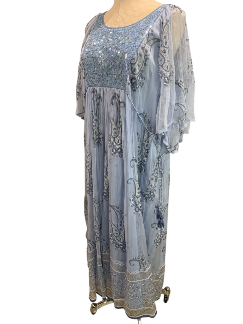 Size XXL Novica Blue Printed Elegant Entrance New Embellished Sequin