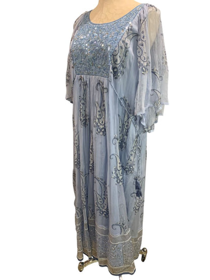 Size XXL Novica Blue Printed Elegant Entrance New Embellished Sequin