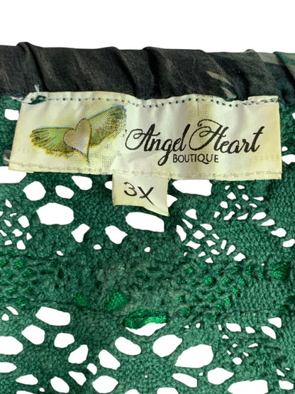 Size 3X Angel Heart Boutique Womens Green Sheer Off Shoulder Blouse