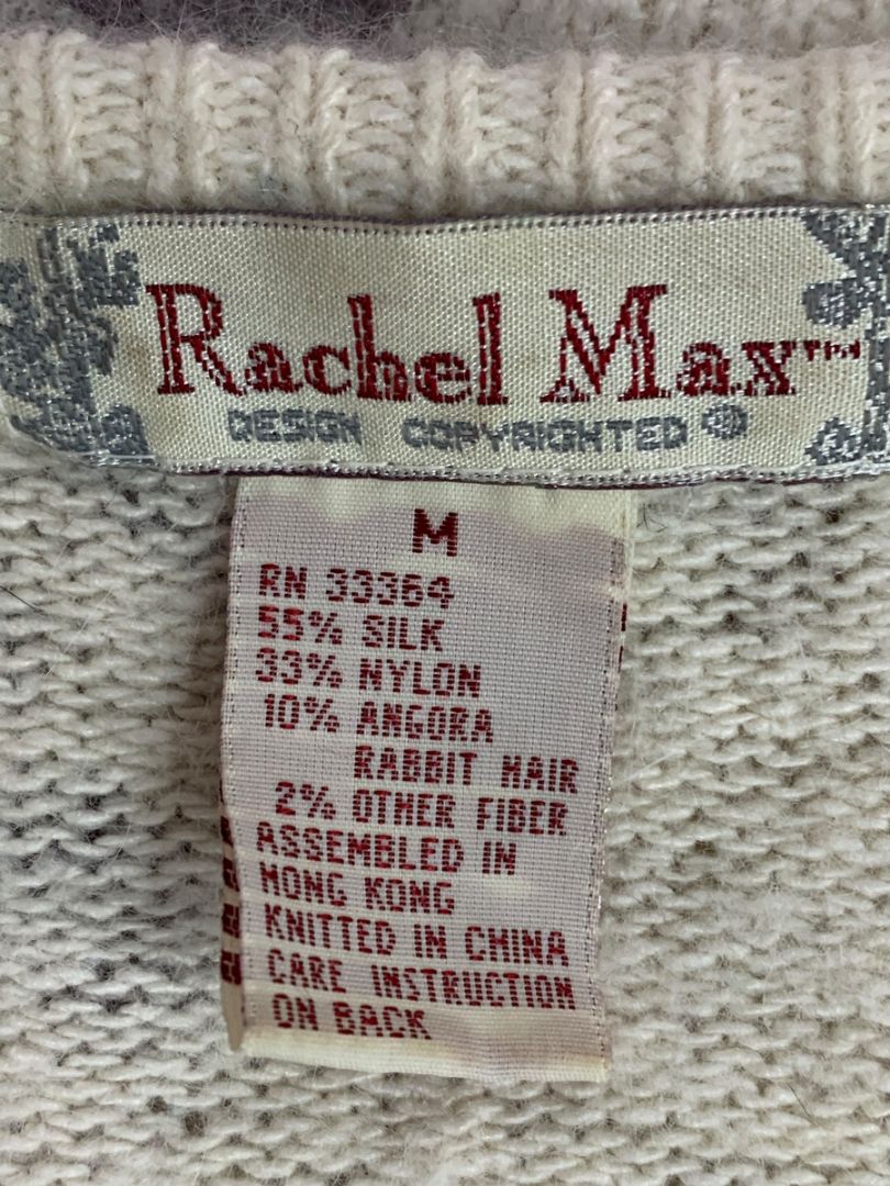 Medium Rachel Max Womens Silk Angora Blend Floral Sweater