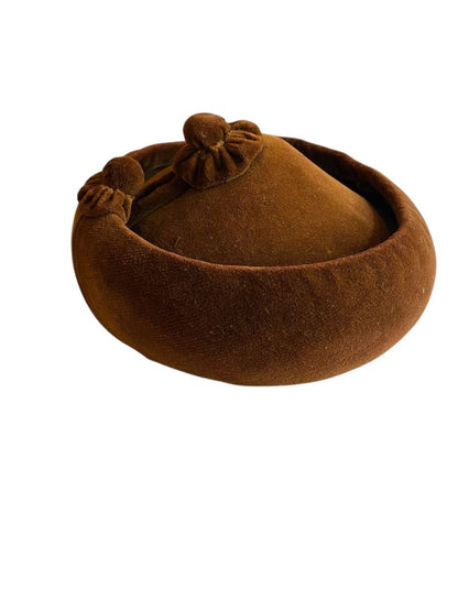 Size 6 1/4 Vintage Brown Velvet Womens Hat Padilla Sevilla 19.5"