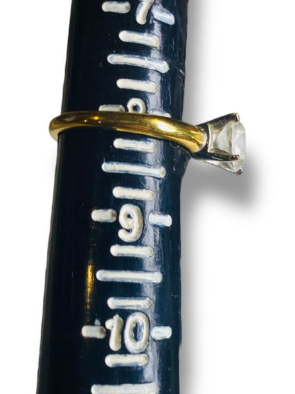 Vintage Size 8 Faux Diamond Ring 18k Gold Filled 7.5mm