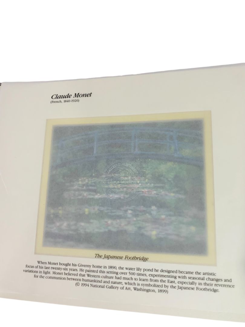 1999 Claude Monet Print Matted in Greeting Card The Japanese Footbridge