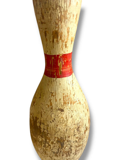 1950s Bowling Pin 15.5" Turned Wood Chippy Sports Room Decor Retro