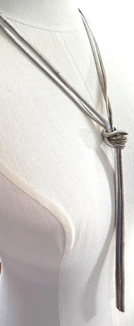 New Silvertone Snake Chain Adjustable Necklace Shiny 20" Drop