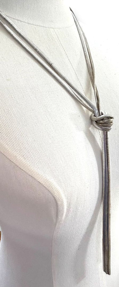 New Silvertone Snake Chain Adjustable Necklace Shiny 20" Drop