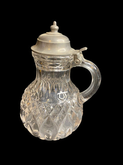 Victorian Style Pattern Glass Syrup Pitcher Vintage Creamer 6.5"