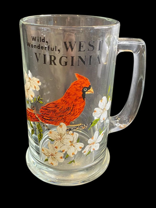 Vintage Souvenir Beer Mug West Virginia Wild Wonderful Cardinal
